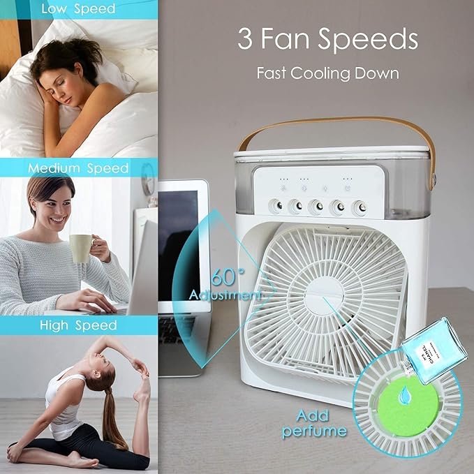Portable 3 IN 1 Mini Air Conditioner With LED Lights & Humidifier